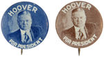 “HOOVER FOR PRESIDENT” LITHO PAIR IN BLUE AND BROWN.