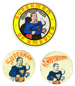 SUPERMAN THREE CLASSIC BUTTONS FROM 1939, 1940, 1942.