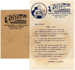 SUPERMAN "SUPERMEN OF AMERICA - ACTION COMICS" RARE PREMIUM EMBLEM/PATCH & ENVELOPE/LETTER.