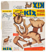 "KIX FRISKY ANIMAL" COMPLETE SET OF 12 CEREAL BOX BACK CUTOUTS.