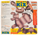 "KIX FRISKY ANIMAL" COMPLETE SET OF 12 CEREAL BOX BACK CUTOUTS.