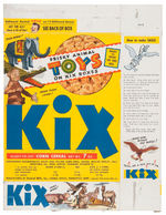 "KIX FRISKY ANIMAL" COMPLETE SET OF 12 CEREAL BOX BACK CUTOUTS.