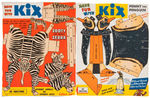 "KIX FRISKY ANIMAL" COMPLETE SET OF 12 CEREAL BOX BACK CUTOUTS.