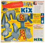 "KIX FRISKY ANIMAL" COMPLETE SET OF 12 CEREAL BOX BACK CUTOUTS.