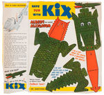 "KIX FRISKY ANIMAL" COMPLETE SET OF 12 CEREAL BOX BACK CUTOUTS.