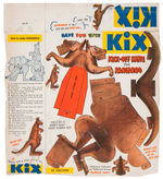 "KIX FRISKY ANIMAL" COMPLETE SET OF 12 CEREAL BOX BACK CUTOUTS.