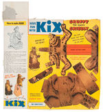 "KIX FRISKY ANIMAL" COMPLETE SET OF 12 CEREAL BOX BACK CUTOUTS.