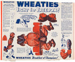 "WHEATIES FIGHT FOR FREEDOM!" CEREAL BOX BACK CUT-OUT SET.