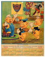 INSURANCE CALENDAR FEATURING THE THREE LITTLE PIGS.