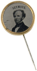 "SEYMOUR" YOUNG IMAGE FERROTYPE 1868 STICKPIN.