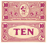 “MICKEY MOUSE SOUTHERN DAIRIES ICE CREAM” PREMIUM MONEY.