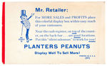 "PLANTERS PEANUT" STORE OWNER REMINDERS CARDS (5) PLUS DICTIONARY OFFER.