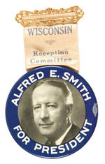 RARE WISCONSIN VISIT SMITH 3.5" RIBBON BADGE.