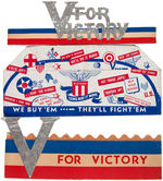 WWII ERA “V FOR VICTORY” 16 PIECE EPHEMERA LOT- HATS, MATCH PACKS, FLYSWATTER.