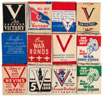WWII ERA “V FOR VICTORY” 16 PIECE EPHEMERA LOT- HATS, MATCH PACKS, FLYSWATTER.