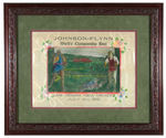 JACK “JOHNSON-FLYNN/WORLD’S CHAMPIONSHIP BOUT” 1912 FRAMED BOXING SILK.