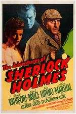 "THE ADVENTURES OF SHERLOCK HOLMES" LINEN-MOUNTED MOVIE POSTER.