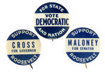 GROUP OF ROOSEVELT COATTAIL/DEMOCRATIC BUTTONS.