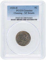 5C BUFFALO NICKEL 1920-D PCGS GENUINE CLEANING-XF DETAILS.