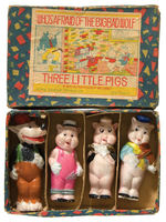 THE BIG BAD WOLF AND THREE LITTLE PIGS RARE BOXED BISQUE SET.