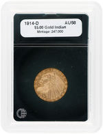 $5 INDIAN HEAD 1914-D GOLD COIN.