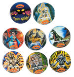 "MONSTER IN MY POCKET" EIGHT FULL COLOR GRAPHIC BUTTONS FROM THE MARSHALL LEVIN COLLECTION.