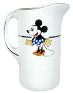 MICKEY & MINNIE MOUSE LARGE AND IMPRESSIVE PITCHER BY FAIENCERIE D’ONNAING CHINA COMPANY OF FRANCE.