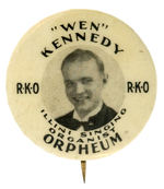 “R-K-O” BUTTON PROMOTING “SINGING ORGANIST” FROM HAKE COLLECTION AND CPB.