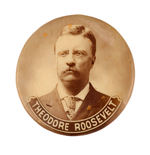 "THEODORE ROOSEVELT" 1904 PHOTOGRAPHIC PAPER WITH BUTTON IMAGES PLUS BUTTON.