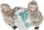 ARCTIC EXPLORERS ROBERT PEARY & FREDERICK COOK SNOW BABIES FIGURINE.