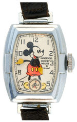 "MICKEY MOUSE INGERSOLL DELUXE WRISTWATCH" BOYS MODEL WITH LEATHER BAND.