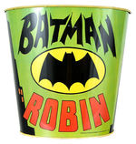 BATMAN AND ROBIN TIN LITHO WASTE BASKET PAIR.