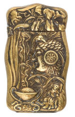 ELABORATE ART NOUVEAU DESIGN BRASS MATCH SAFE CIRCA 1910.