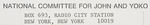 “NATIONAL COMMITTEE FOR JOHN AND YOKO” ORIGINAL ISSUE ANTI-EXPULSION PETITION.