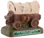 COVERED WAGON PAINTED CAST METAL BANK.