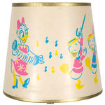 “DONALD DUCK” FIGURAL CERAMIC LAMP WITH ILLUSTRATED SHADE.