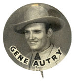 “GENE AUTRY” VERY EARLY PORTRAIT BUTTON FROM THE HAKE COLLECTION.