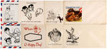 WWII ANTI-AXIS LOT OF SIX DIFFERENT GREETING CARDS AND 16 DIFFERENT ENVELOPES.