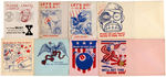 WWII ANTI-AXIS LOT OF SIX DIFFERENT GREETING CARDS AND 16 DIFFERENT ENVELOPES.