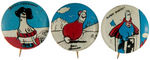 SHMOO GROUP OF SEVEN BUTTONS FROM PROBABLE SET OF 15.