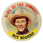 “ROY ROGERS KING OF THE COWBOYS” PREMIUM BUTTON FROM HAKE COLLECTION & CPB.