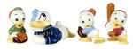 DONALD DUCK AND HIS NEPHEWS BASEBALL THEME FIGURINE SET.