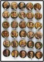 WASHINGTON THROUGH HOOVER PRESIDENTIAL SET OF COLORFUL 1.25" BUTTONS.