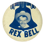 “REX BELL” 1950s PORTRAIT BUTTON FROM HAKE COLLECTION.