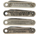 EIGHT ADVERTISING POCKET KNIVES CIRCA 1920s AND EARLIER.