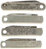 EIGHT ADVERTISING POCKET KNIVES CIRCA 1920s AND EARLIER.