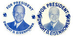 EISENHOWER 3.5" BUTTON PAIR WITH ONE UNLISTED BY GOGERTY.