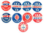 EISENHOWER 1954 AND 1956 BUTTONS PROMOTING ELECTION OF REPUBLICAN CONGRESSMEN AND SENATORS.