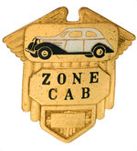 "ZONE CAB" ENAMEL AND BRASS HAT BADGE FROM CLEVELAND, OHIO COMPANY.
