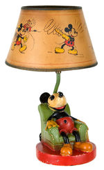 MICKEY MOUSE LARGE FIGURAL PLASTER LAMP WITH SHADE.